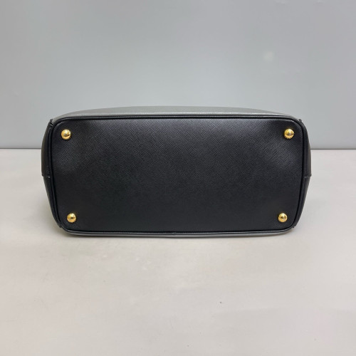 Prada Medium Galleria Double Zip Tote Saffiano Calfskin Grey Black