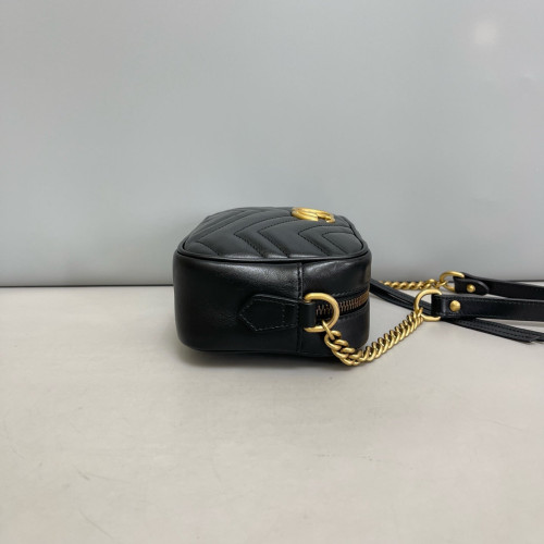 Gucci Matelasse Mini GG Marmont Chain Shoulder Bag Calfskin Black