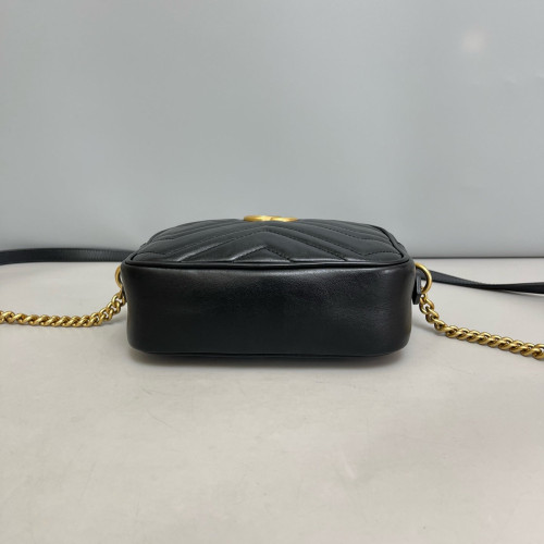 Gucci Matelasse Mini GG Marmont Chain Shoulder Bag Calfskin Black