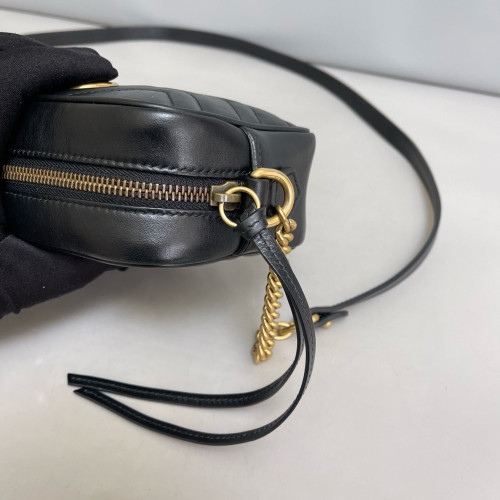 Gucci Matelasse Mini GG Marmont Chain Shoulder Bag Calfskin Black