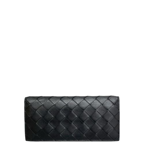 Bottega Veneta Continental Wallet Lambskin Intrecciato Nappa Black
