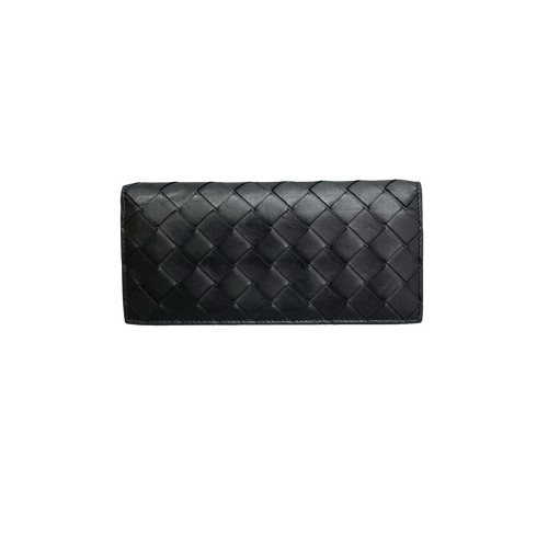 Bottega Veneta Continental Wallet Lambskin Intrecciato Nappa Black