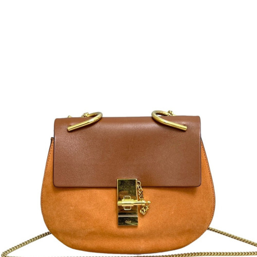 Chloe Medium Drew Shoulder Bag Suede Calfskin Tan Brown