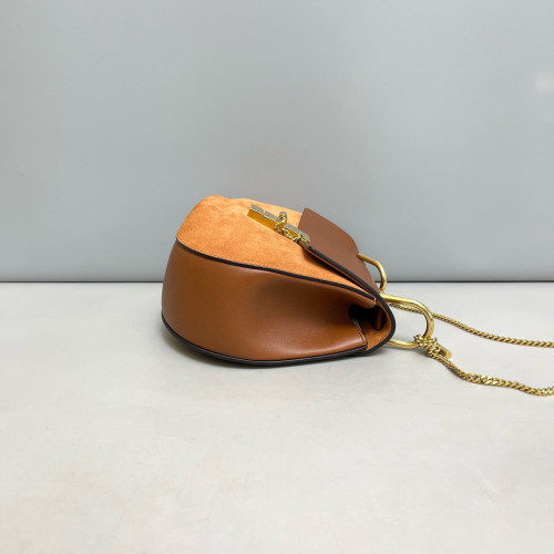 Chloe Medium Drew Shoulder Bag Suede Calfskin Tan Brown