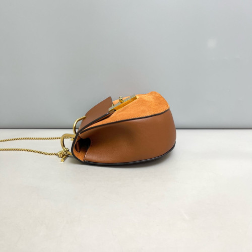Chloe Medium Drew Shoulder Bag Suede Calfskin Tan Brown