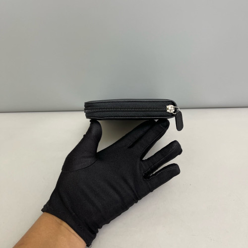 Chanel Camellia Zip Around Wallet Calfskin Black