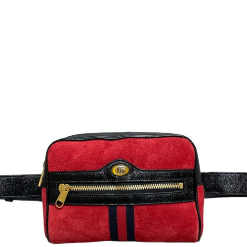 Gucci Small Ophidia Belt Bag Suede Red Black