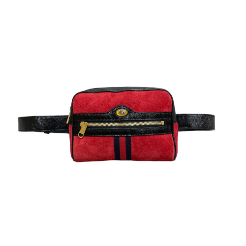 Gucci Small Ophidia Belt Bag Suede Red Black