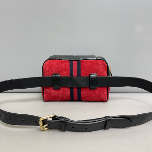 Gucci Small Ophidia Belt Bag Suede Red Black