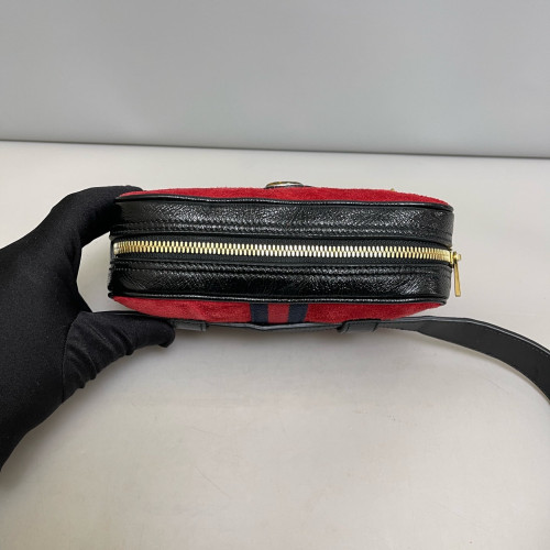 Gucci Small Ophidia Belt Bag Suede Red Black