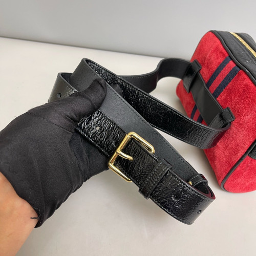 Gucci Small Ophidia Belt Bag Suede Red Black