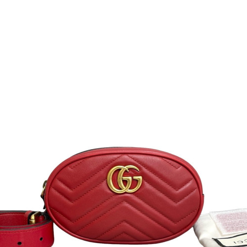 Gucci Matelasse GG Marmont Belt Bag Calfskin Red