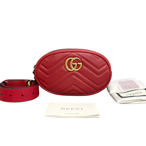 Gucci Matelasse GG Marmont Belt Bag Calfskin Red