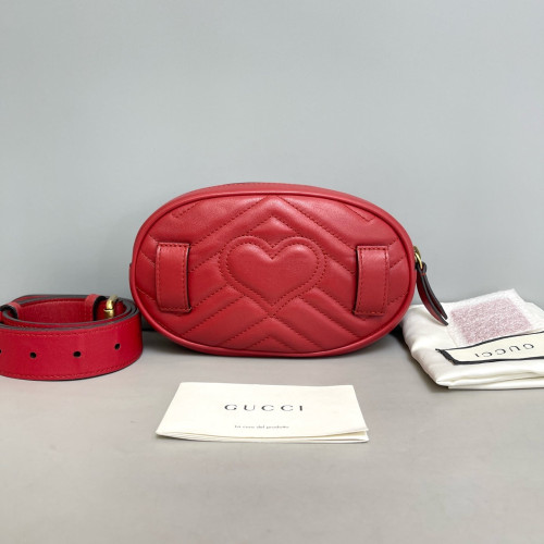 Gucci Matelasse GG Marmont Belt Bag Calfskin Red