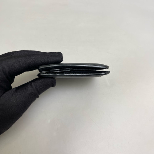Prada Compact Wallet Saffiano Calfskin Black Silver