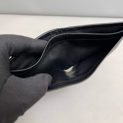 Prada Compact Wallet Saffiano Calfskin Black Silver