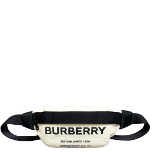 Burberry Bumbag Canvas Calfskin Black White