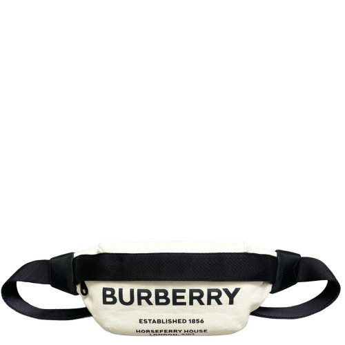 Burberry Bumbag Canvas Calfskin Black White