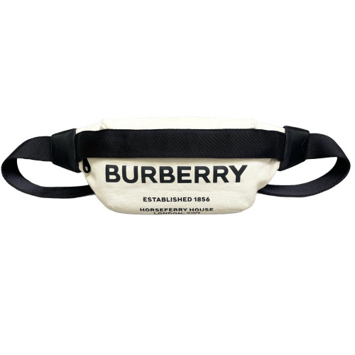 Burberry Bumbag Canvas Calfskin Black White