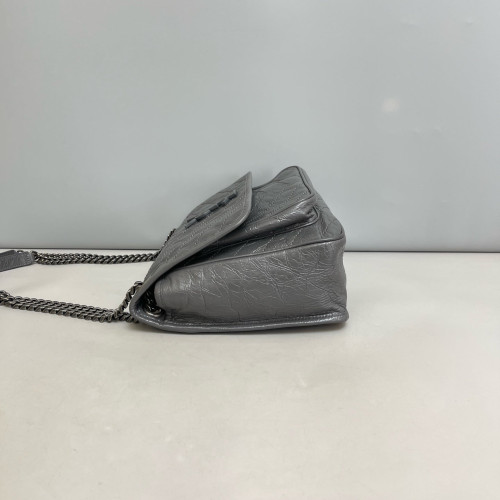 Yves Saint Laurent Medium Niki Messenger Pull Up Leather Grey