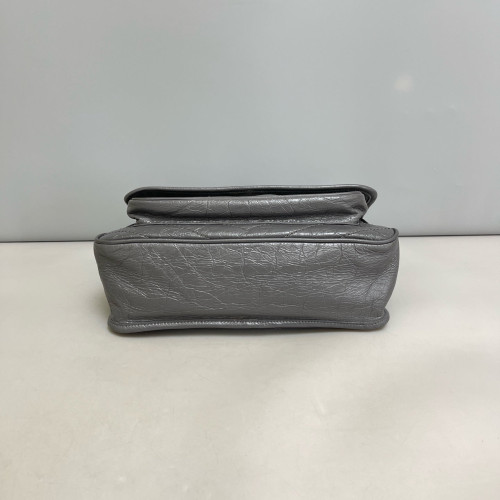 Yves Saint Laurent Medium Niki Messenger Pull Up Leather Grey