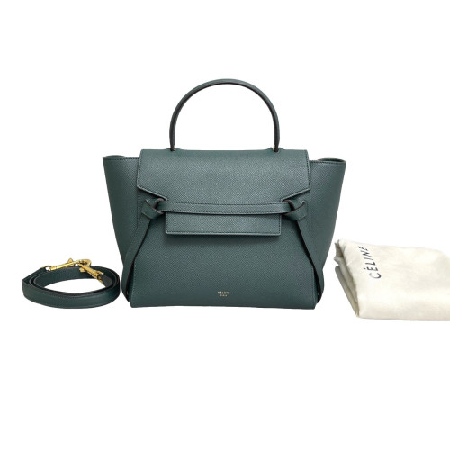 Celine Micro Belt Bag Grained Calfskin Dark Green