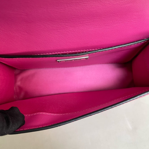 Miu Miu Madras Crystal Embellished Dahlia Shoulder Bag Calfskin Crocodile Embossed Pink Miu Miu Madras Crystal Embellished Dahlia Shoulder Bag Calfskin Crocodile Embossed Pink