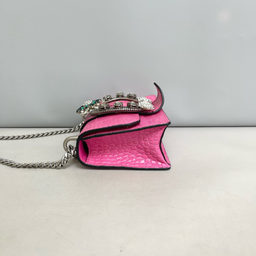 Miu Miu Madras Crystal Embellished Dahlia Shoulder Bag Calfskin Crocodile Embossed Pink Miu Miu Madras Crystal Embellished Dahlia Shoulder Bag Calfskin Crocodile Embossed Pink