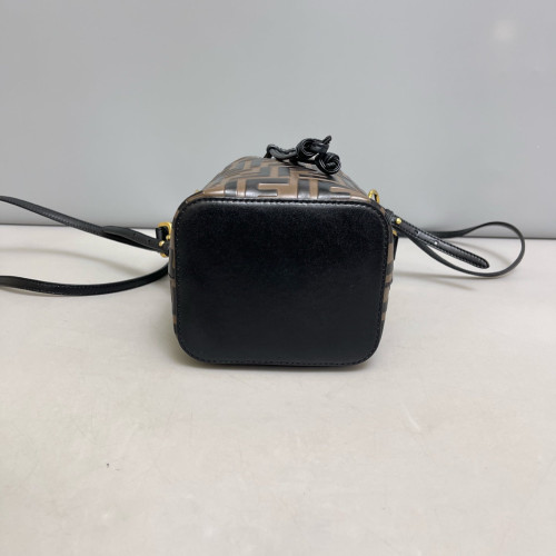 Fendi Mini Mon Tresor Bucket Embossed FF Brown Black Fendi Mini Mon Tresor Bucket Embossed FF Brown Black