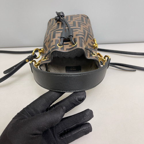 Fendi Mini Mon Tresor Bucket Embossed FF Brown Black Fendi Mini Mon Tresor Bucket Embossed FF Brown Black