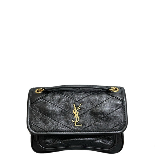 Yves Saint Laurent Baby Niki Chain Crumpled Calfskin Black Yves Saint Laurent Baby Niki Chain Crumpled Calfskin Black