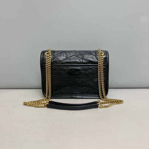 Yves Saint Laurent Baby Niki Chain Crumpled Calfskin Black Yves Saint Laurent Baby Niki Chain Crumpled Calfskin Black