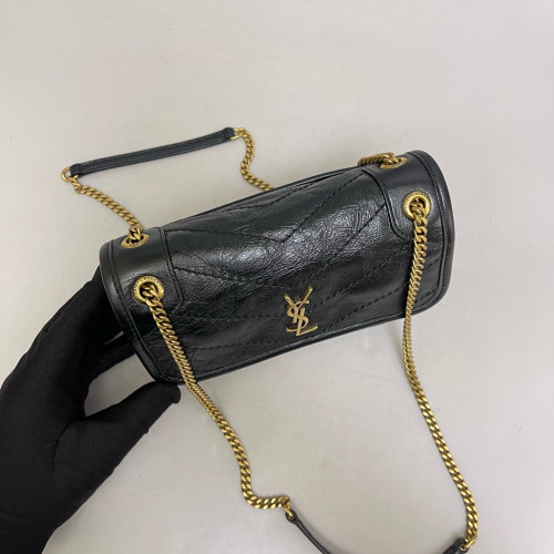 Yves Saint Laurent Baby Niki Chain Crumpled Calfskin Black Yves Saint Laurent Baby Niki Chain Crumpled Calfskin Black