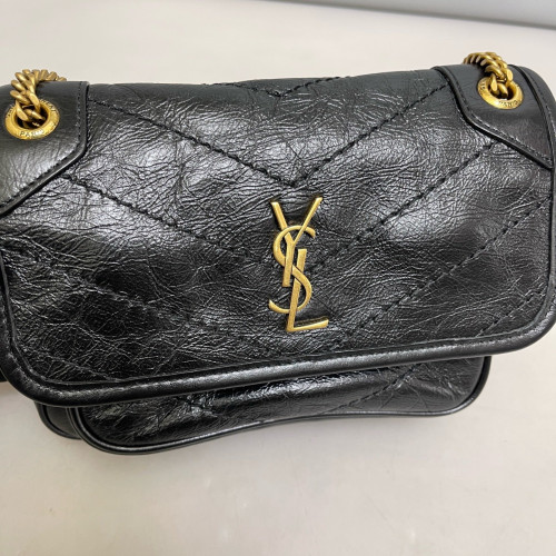 Yves Saint Laurent Baby Niki Chain Crumpled Calfskin Black Yves Saint Laurent Baby Niki Chain Crumpled Calfskin Black