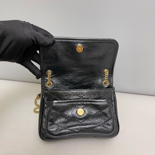 Yves Saint Laurent Baby Niki Chain Crumpled Calfskin Black Yves Saint Laurent Baby Niki Chain Crumpled Calfskin Black