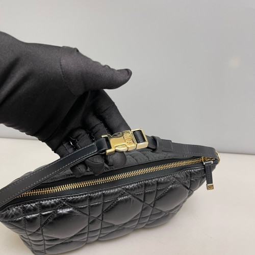 Dior Cannage Stitch Diortravel Nomad Pouch Calfskin Black