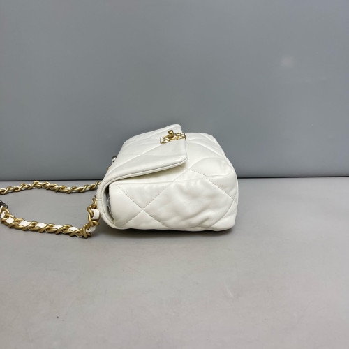 Chanel Quilted Small 19 Flag Lambskin White Chanel Quilted Small 19 Flag Lambskin White