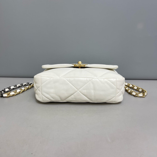 Chanel Quilted Small 19 Flag Lambskin White Chanel Quilted Small 19 Flag Lambskin White