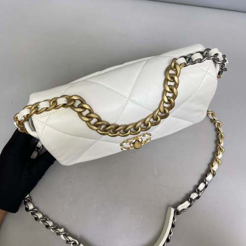 Chanel Quilted Small 19 Flag Lambskin White Chanel Quilted Small 19 Flag Lambskin White