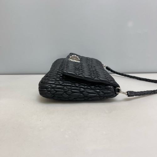Miu Miu Matelasse Crystal Flap Clutch Lambskin Black