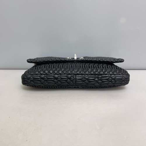 Miu Miu Matelasse Crystal Flap Clutch Lambskin Black