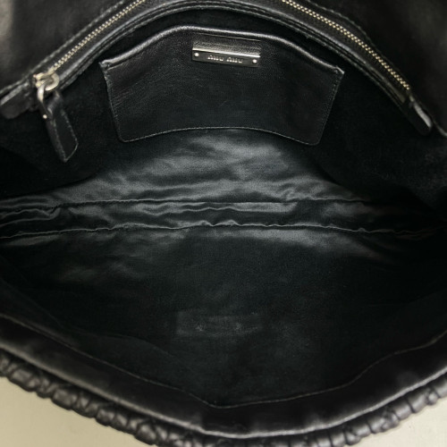 Miu Miu Matelasse Crystal Flap Clutch Lambskin Black