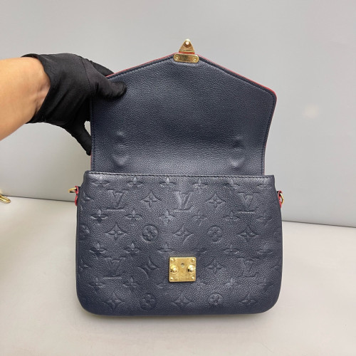 Louis Vuitton Pochette Metis Monogram Empreinte Navy Blue Red
