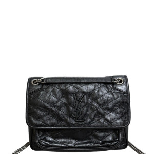 Yves Saint Laurent Medium Niki Messenger Pull Up Leather Black