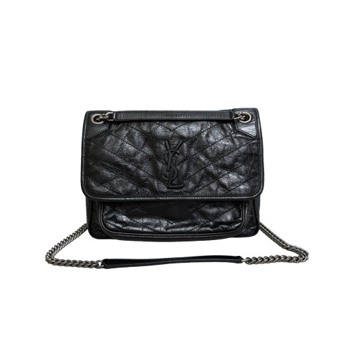 Yves Saint Laurent Medium Niki Messenger Pull Up Leather Black