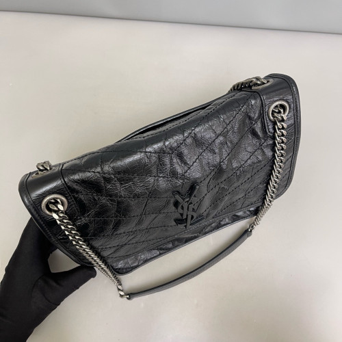 Yves Saint Laurent Medium Niki Messenger Pull Up Leather Black
