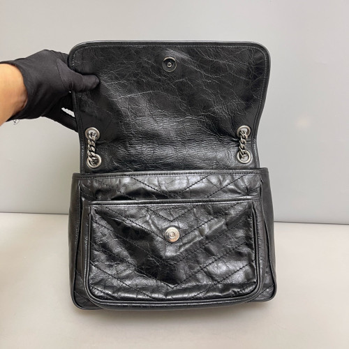 Yves Saint Laurent Medium Niki Messenger Pull Up Leather Black