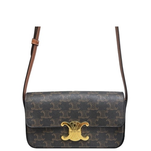 Celine Small Triomphe Shoulder Bag Triomphe Brown Black