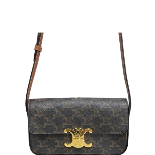 Celine Small Triomphe Shoulder Bag Triomphe Brown Black