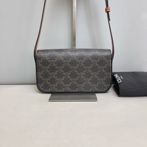 Celine Small Triomphe Shoulder Bag Triomphe Brown Black